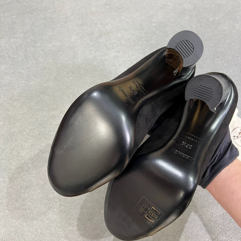 Hermes Black Suede High Heel Shoes