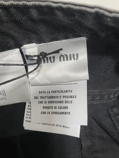 Grey Denim Pants by miumiu