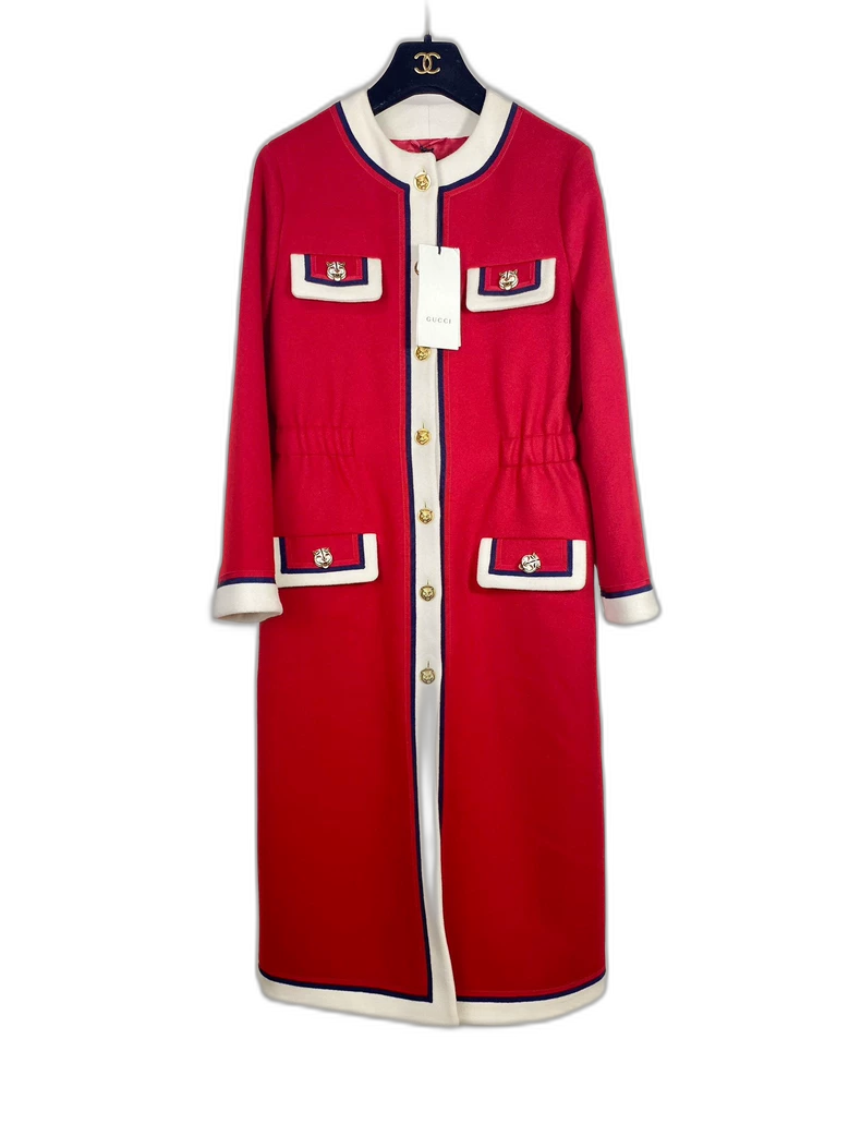 Gucci Tiger Button Wool Coat