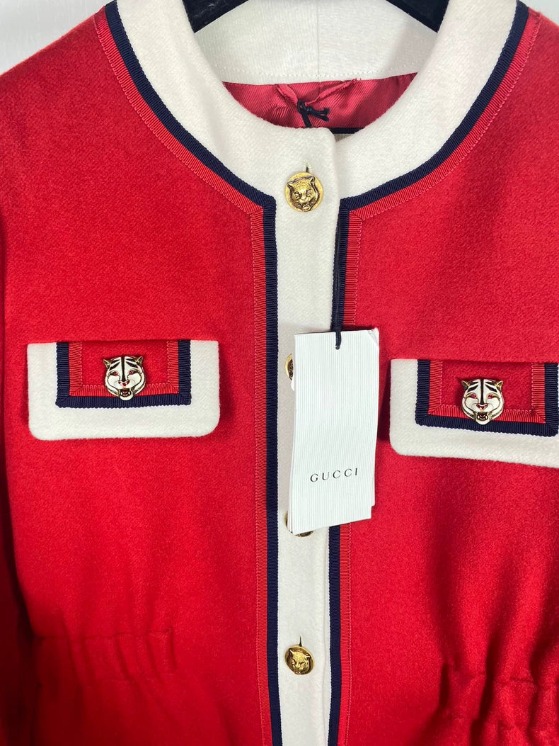 Gucci Tiger Button Wool Coat