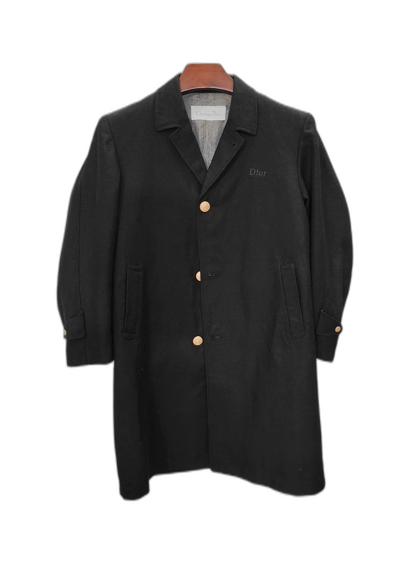 Vintage Dior Black Wool Long Coat