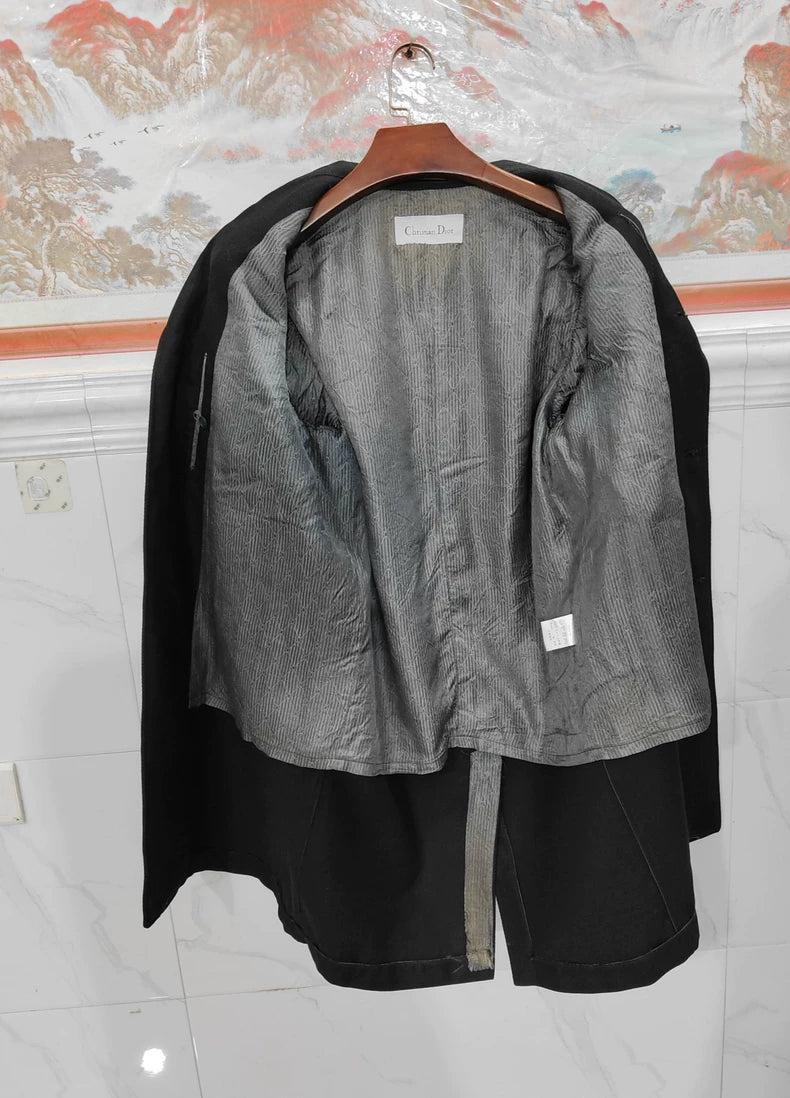 Vintage Dior Black Wool Long Coat