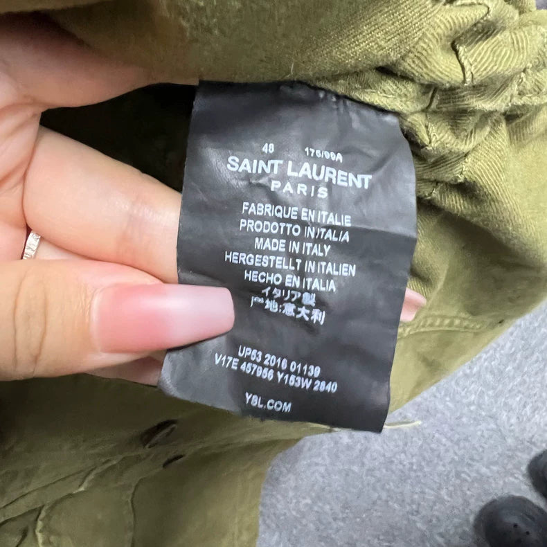 Saint Laurent Olive Green Logo Jacket