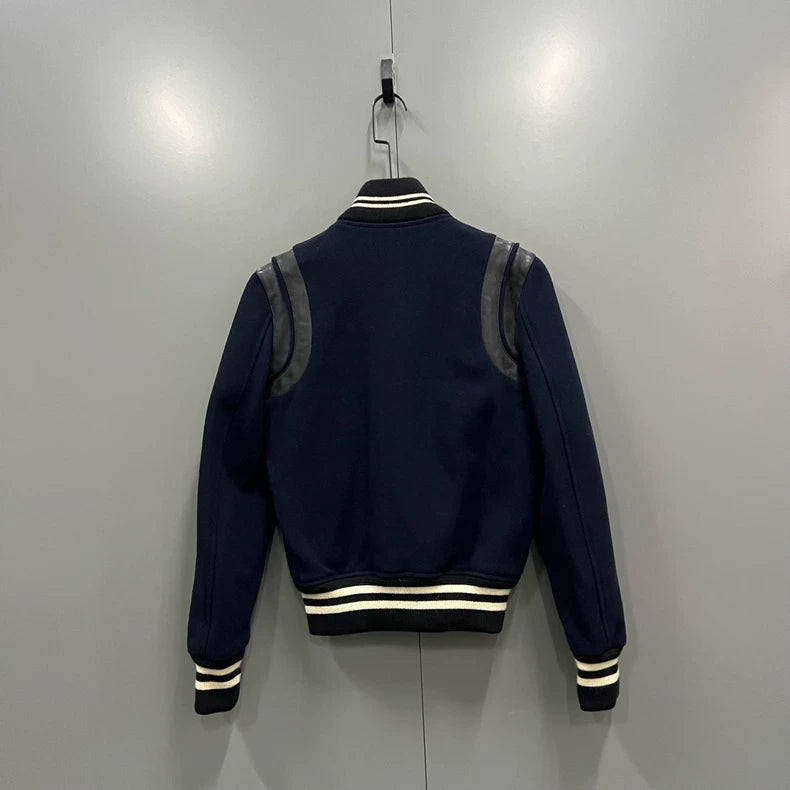 Navy Blue Baseball Jacket by Saint Laurent
