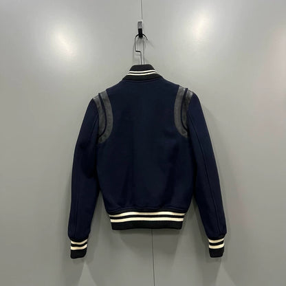 Navy Blue Baseball Jacket by Saint Laurent
