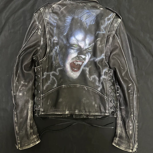 Amiri Vintage Biker Jacket with Vampire Design