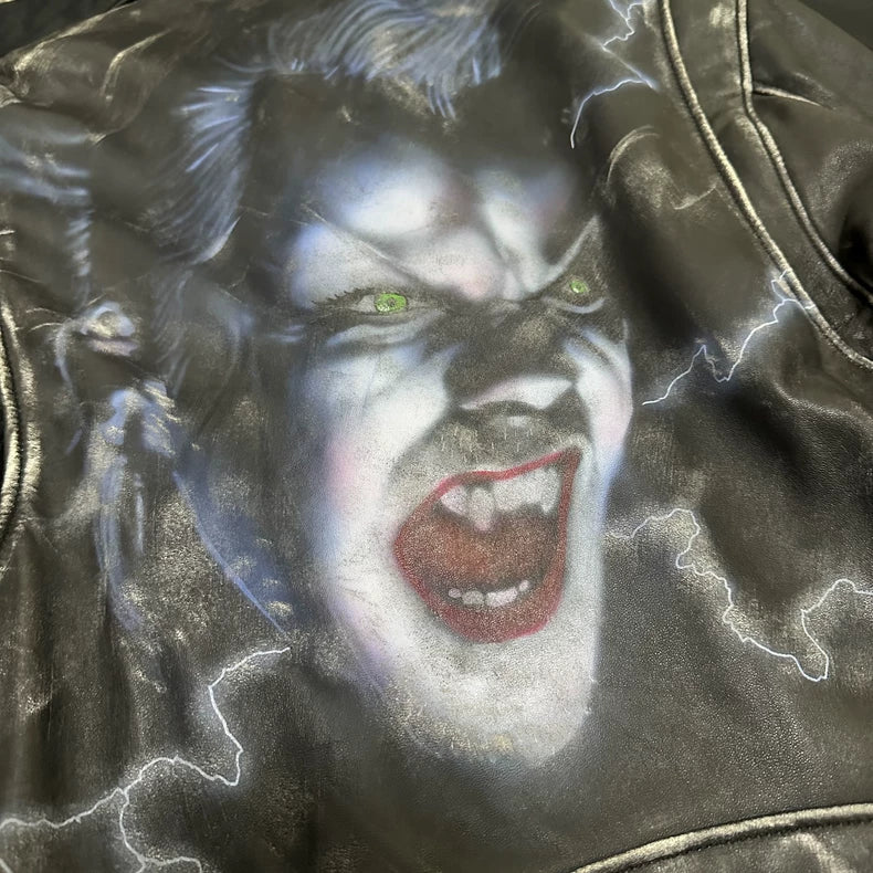 Amiri Vintage Biker Jacket with Vampire Design