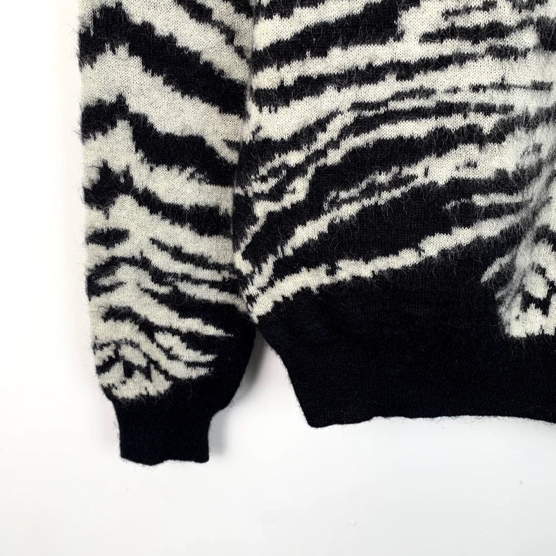 Saint Laurent Black and White Knit Sweater