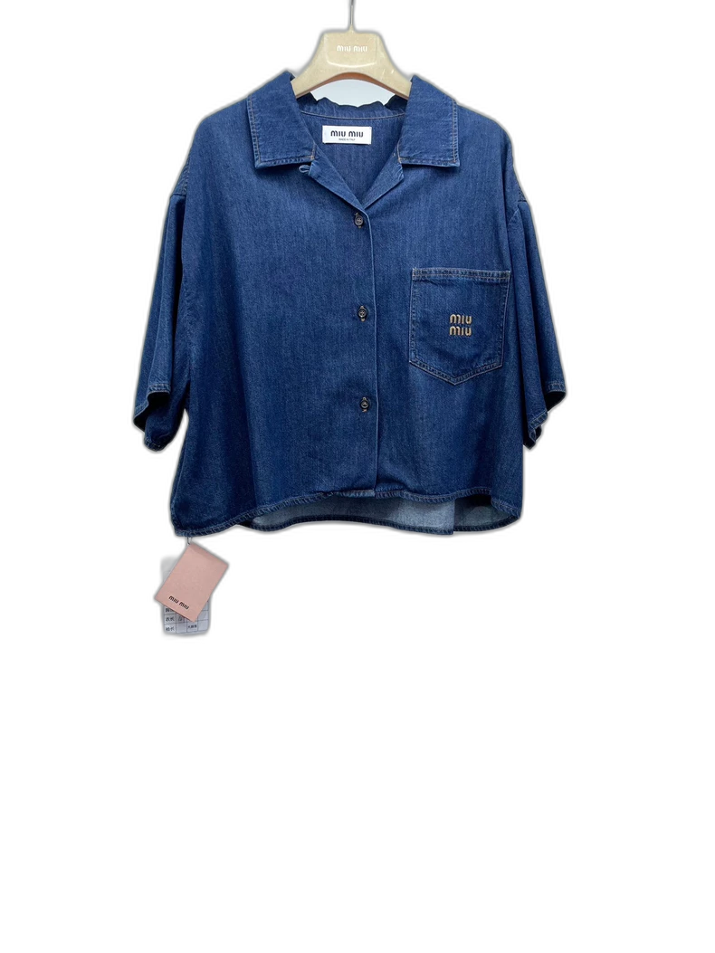 miumiu Denim Short Sleeve Top