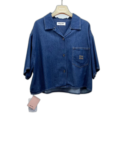 miumiu Denim Short Sleeve Top