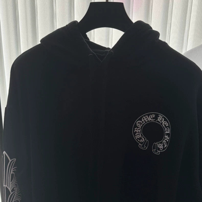 Chrome Hearts Black Hoodie with Floral Design