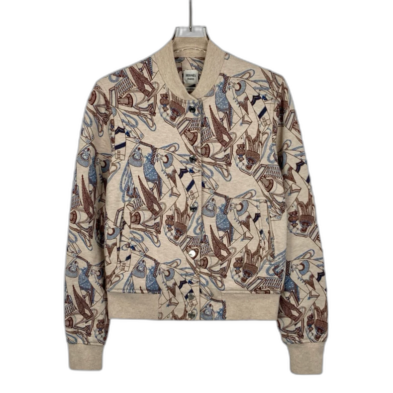 Hermes Brown Print Cotton Jacket