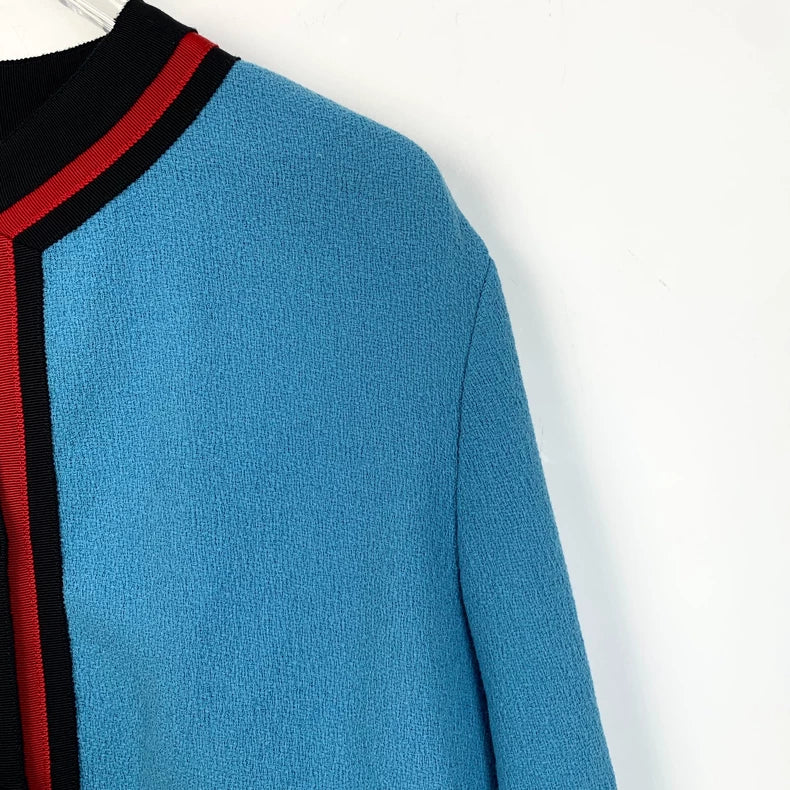 Gucci Blue Embroidered Mid-Length Coat