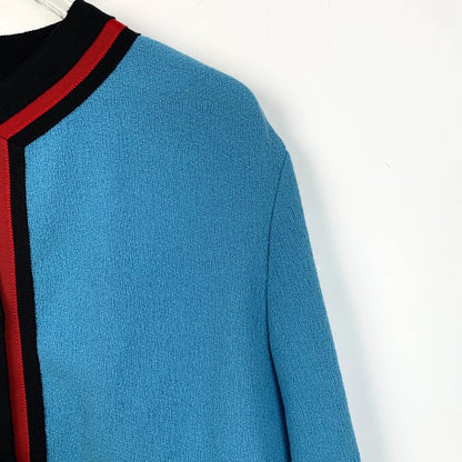 Gucci Blue Embroidered Mid-Length Coat