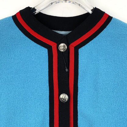 Gucci Blue Embroidered Mid-Length Coat