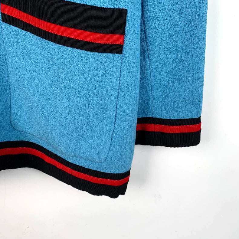 Gucci Blue Embroidered Mid-Length Coat