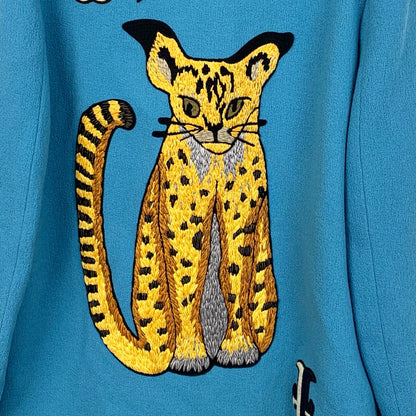Gucci Blue Embroidered Mid-Length Coat