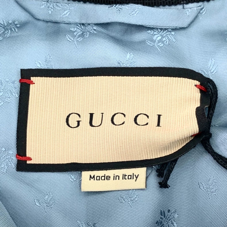 Gucci Blue Embroidered Mid-Length Coat