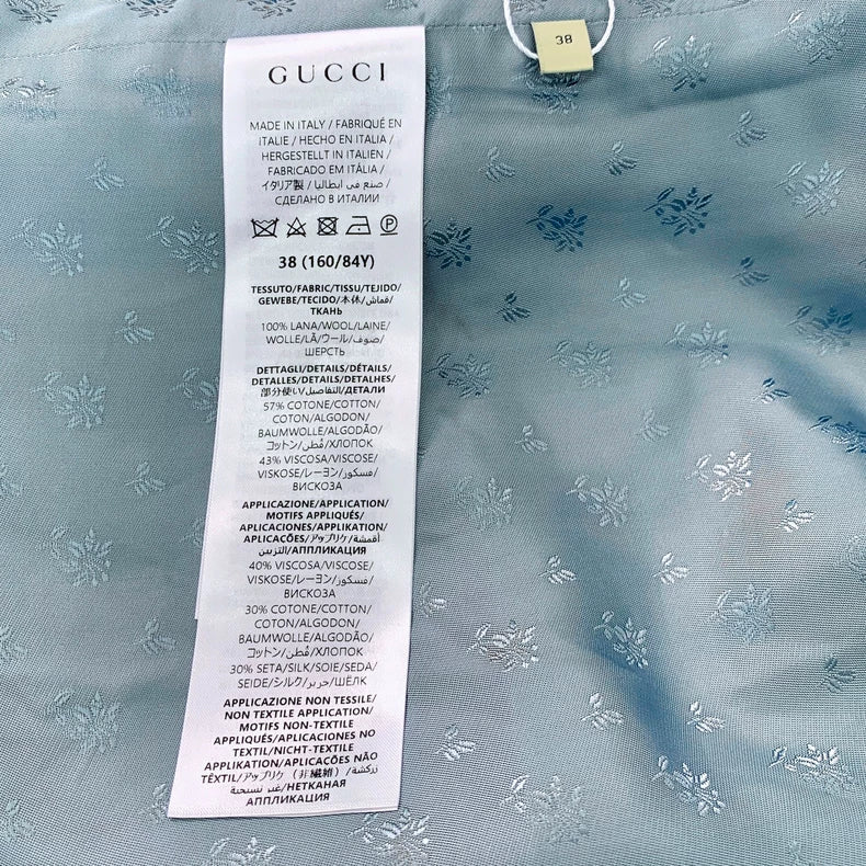 Gucci Blue Embroidered Mid-Length Coat