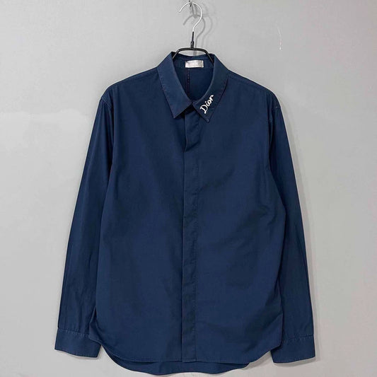 Dior Blue Embroidered Logo Shirt-yf
