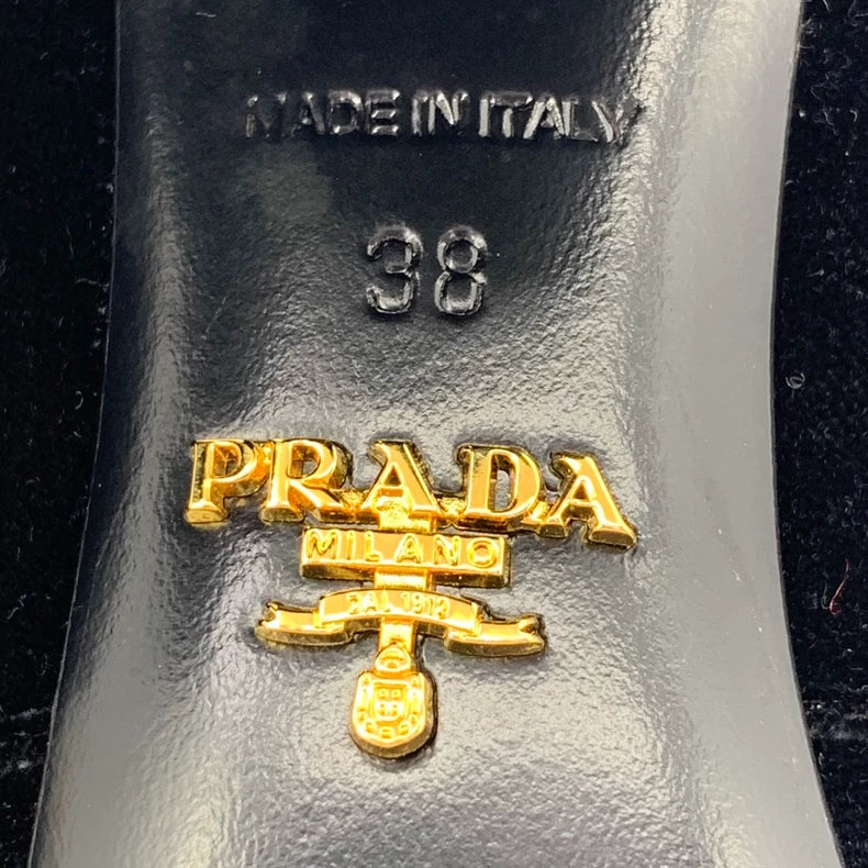 Prada Black Suede Knee-High Heeled Boots