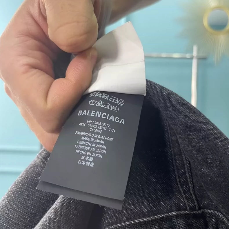 Balenciaga Distressed Logo Denim Jacket
