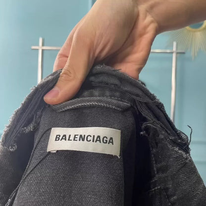 Balenciaga Distressed Logo Denim Jacket
