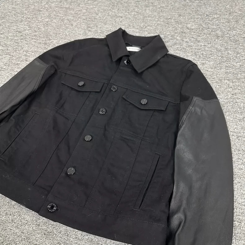 Givenchy Denim Jacket with Leather Sleeves