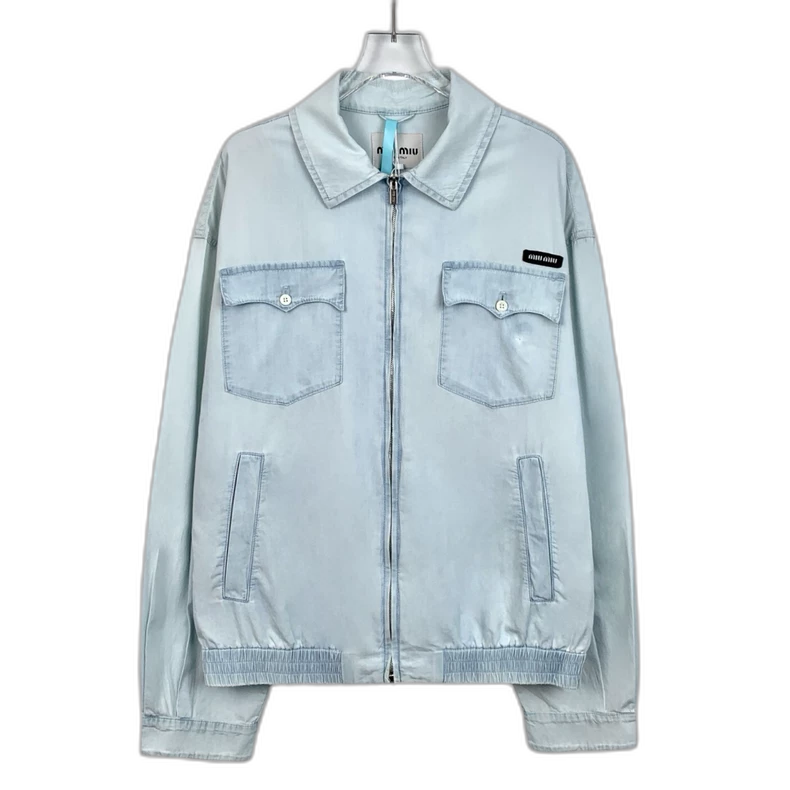 MiuMiu Light Blue Logo Denim Jacket