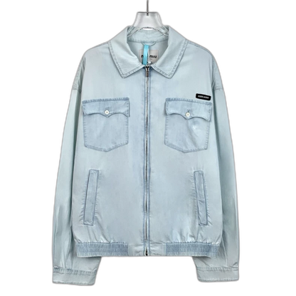 MiuMiu Light Blue Logo Denim Jacket