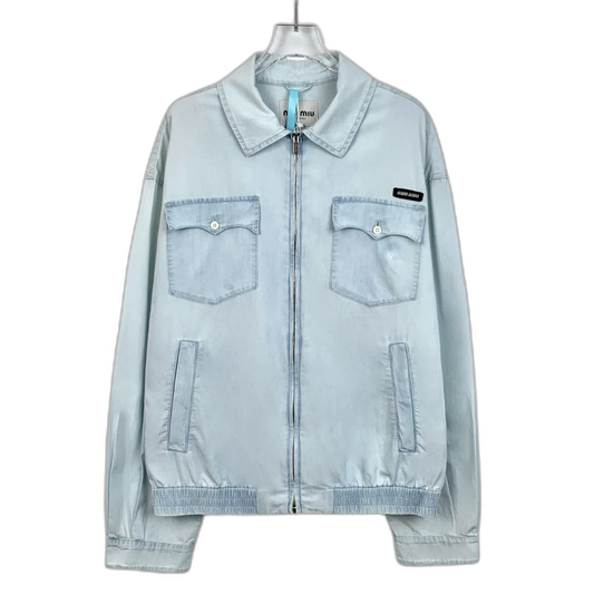 MiuMiu Light Blue Logo Denim Jacket
