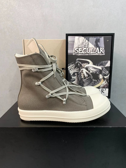 Rick Owens Canvas High-Top Shoes in Desert Color-yf