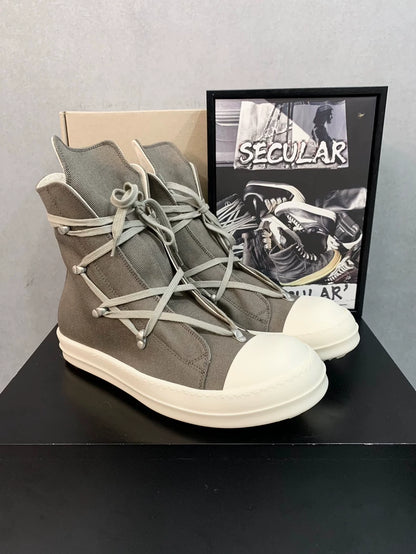Rick Owens Canvas High-Top Shoes in Desert Color-yf