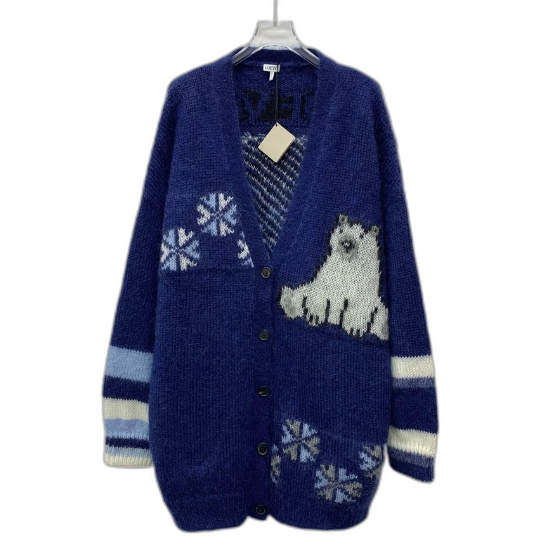 Loewe Blue Polar Bear Knitted Cardigan