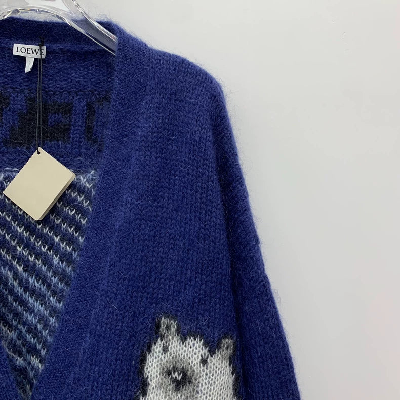 Loewe Blue Polar Bear Knitted Cardigan
