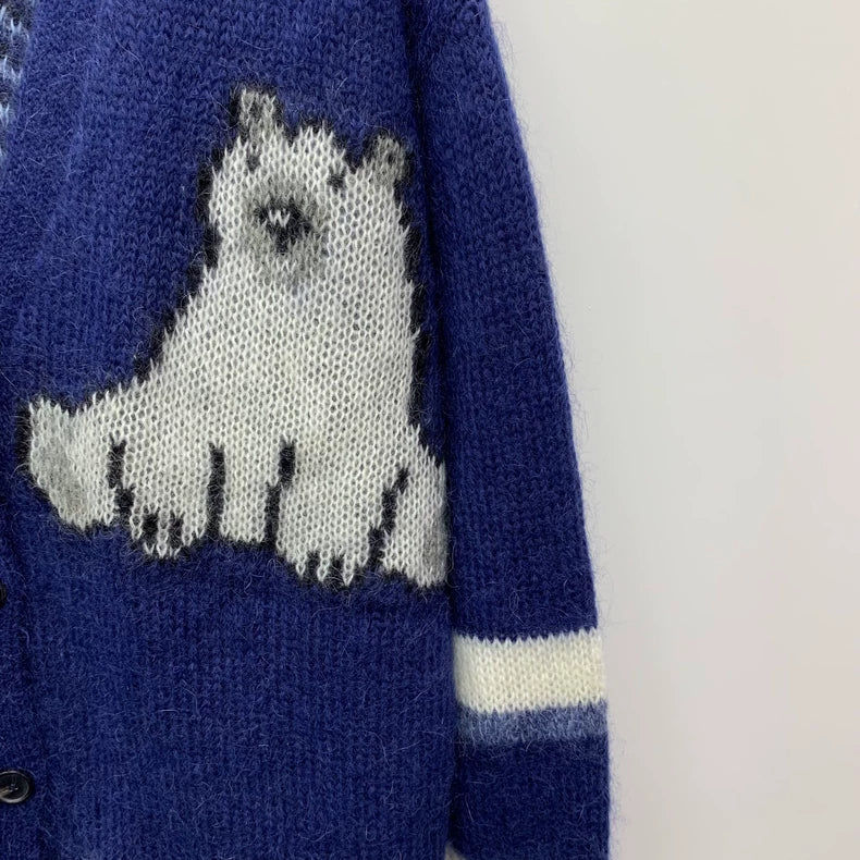 Loewe Blue Polar Bear Knitted Cardigan