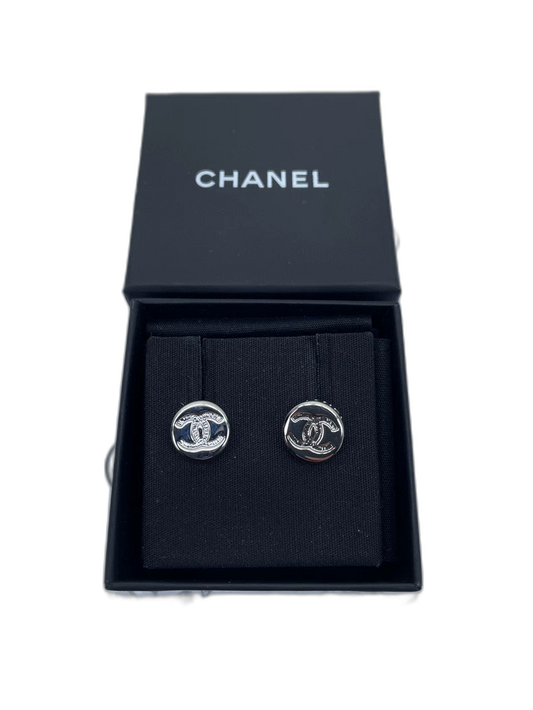 Chanel Silver CC Earrings
