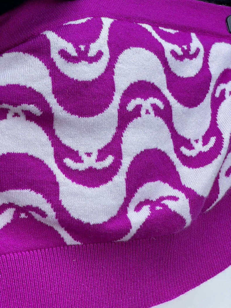 Chanel Purple Logo Strapless Top