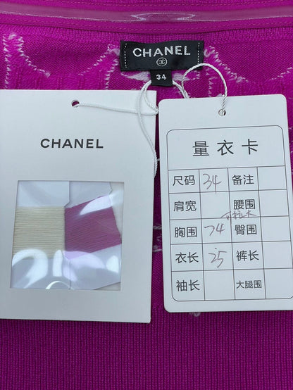 Chanel Purple Logo Strapless Top