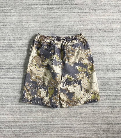 Stussy Camouflage Shorts with Tie-Dye Effect-zp