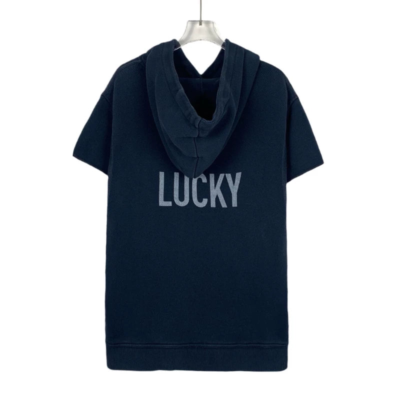 Christian Dior Dark Blue Logo Hooded T-Shirt