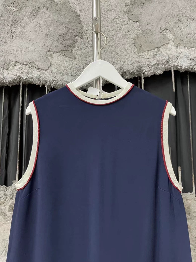 Gucci Sleeveless Dress in Navy Color