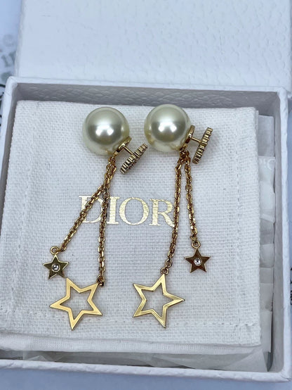 Dior Pearl Star Earrings with Tassels