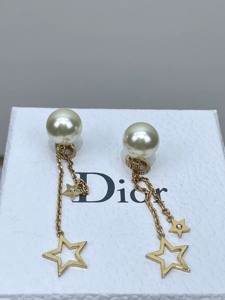 Dior Pearl Star Earrings with Tassels