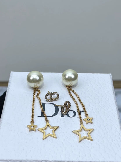Dior Pearl Star Earrings with Tassels
