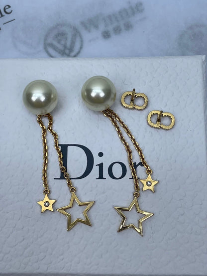 Dior Pearl Star Earrings with Tassels