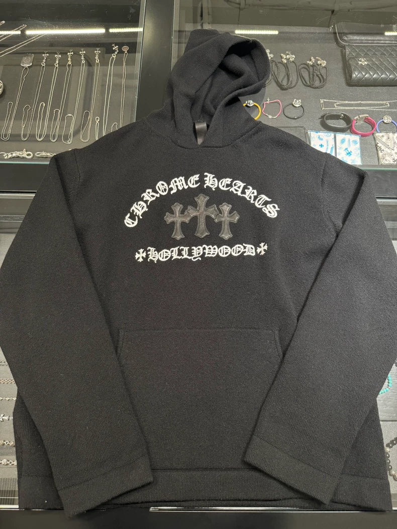 Chrome Hearts Black Cashmere Cross Patch Hoodie-yf