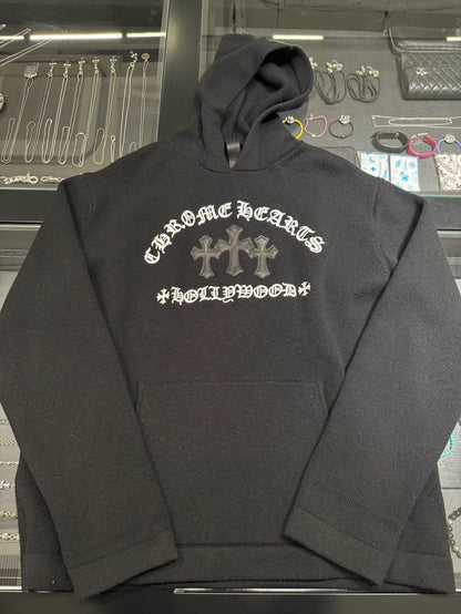 Chrome Hearts Black Cashmere Cross Patch Hoodie-yf