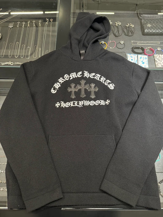 Chrome Hearts Black Cashmere Cross Patch Hoodie-yf