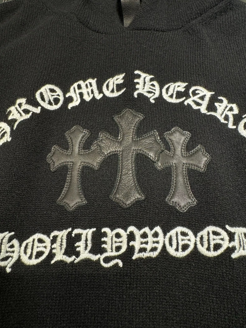 Chrome Hearts Black Cashmere Cross Patch Hoodie-yf